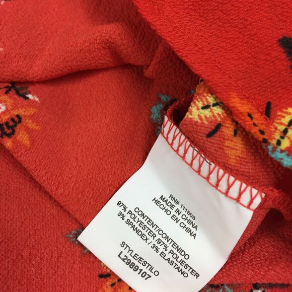 New Lily White Halter Camisole Size Large Womens Floral Print Coral Red Top L - Picture 4 of 6